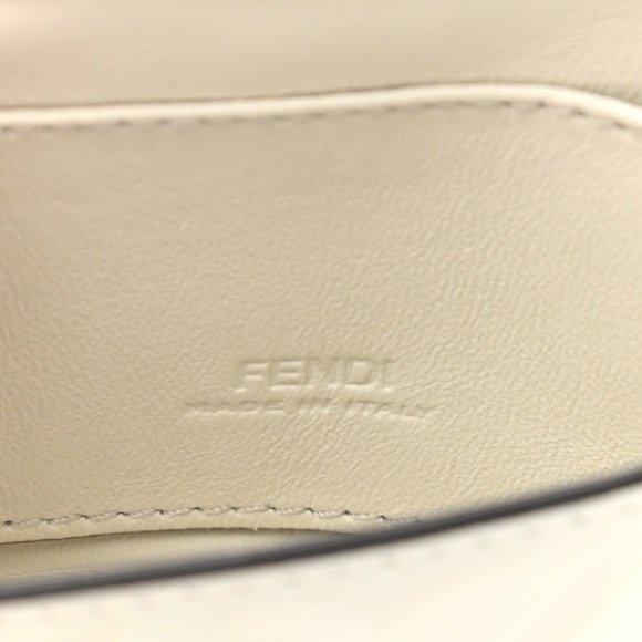 FENDI FF Embossed Monogram Nano Baguette Napa Matisse gold cream chain - Picture 12 of 13